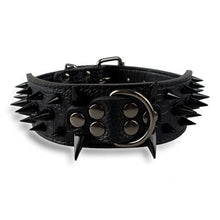 Load image into Gallery viewer, Black/Red Spiked Dog Collar