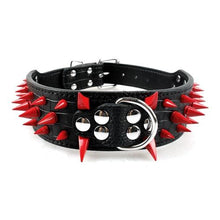 Load image into Gallery viewer, Black/Red Spiked Dog Collar
