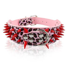 Load image into Gallery viewer, Black/Red Spiked Dog Collar