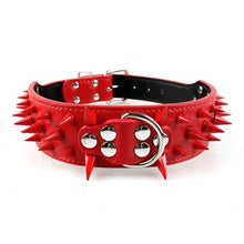 Load image into Gallery viewer, Black/Red Spiked Dog Collar