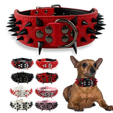 Load image into Gallery viewer, Black/Red Spiked Dog Collar