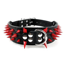 Load image into Gallery viewer, Black/Red Spiked Dog Collar
