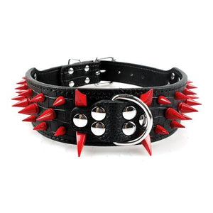 Black/Red Spiked Dog Collar