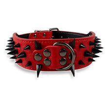 Load image into Gallery viewer, Black/Red Spiked Dog Collar
