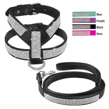 Load image into Gallery viewer, Suede  Dog Harness and Leash
